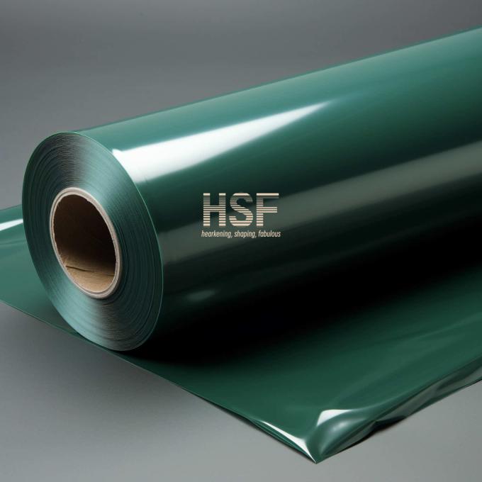 Opaque green 60μm HDPE film sample showing texture and color consistency