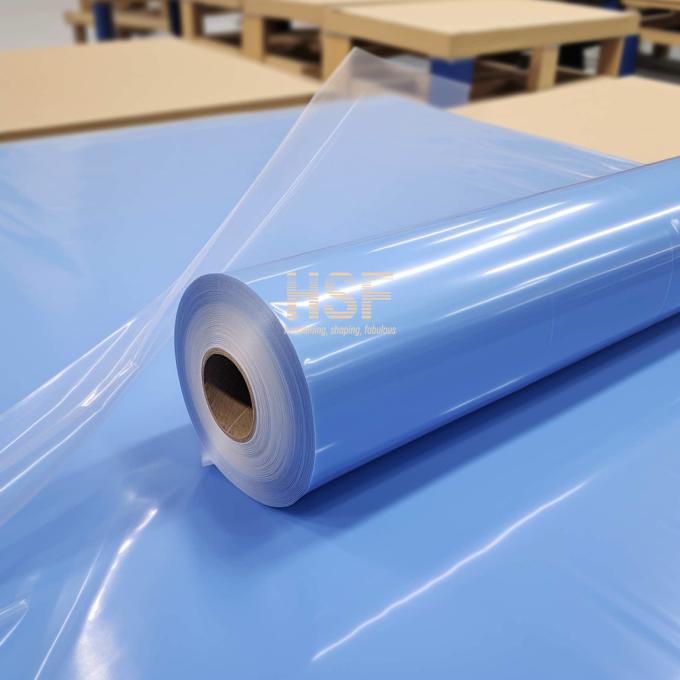 30Î¼m Blue Mono Axially Oriented Polyethylene Film sample showing blue color and texture