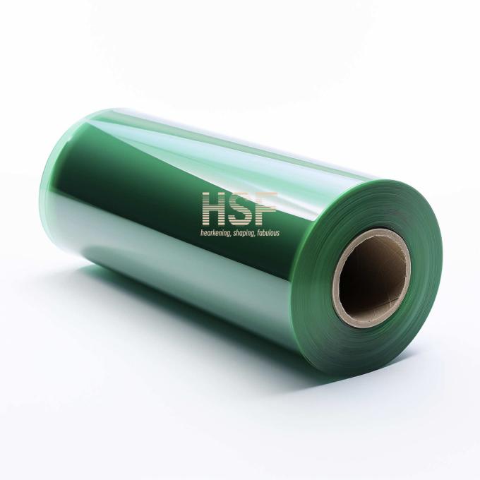 Close-up view of 70Î¼m green MOPP film packaging application