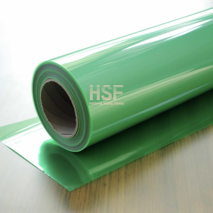 Close-up view of 75Î¼m Translucent Green MOPP Silicone Release Film surface and coating