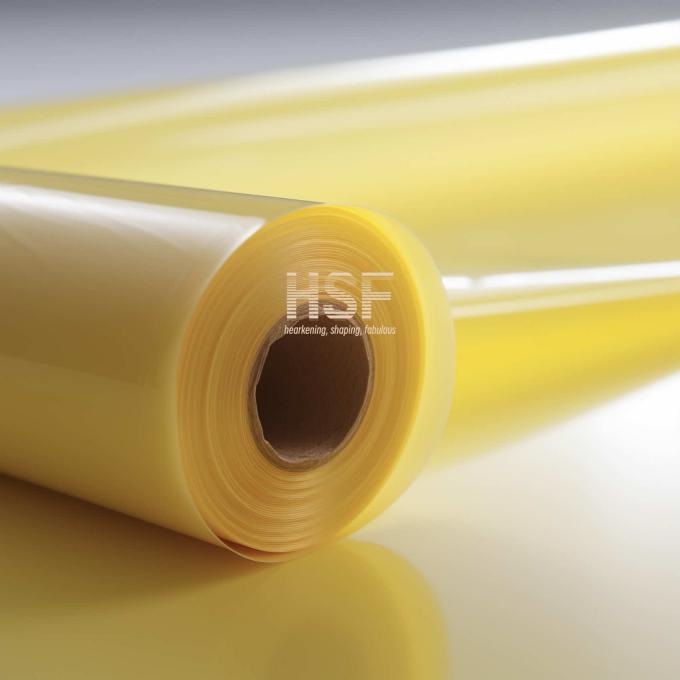 Close-up view of 60μm yellow polypropylene release film surface and coating