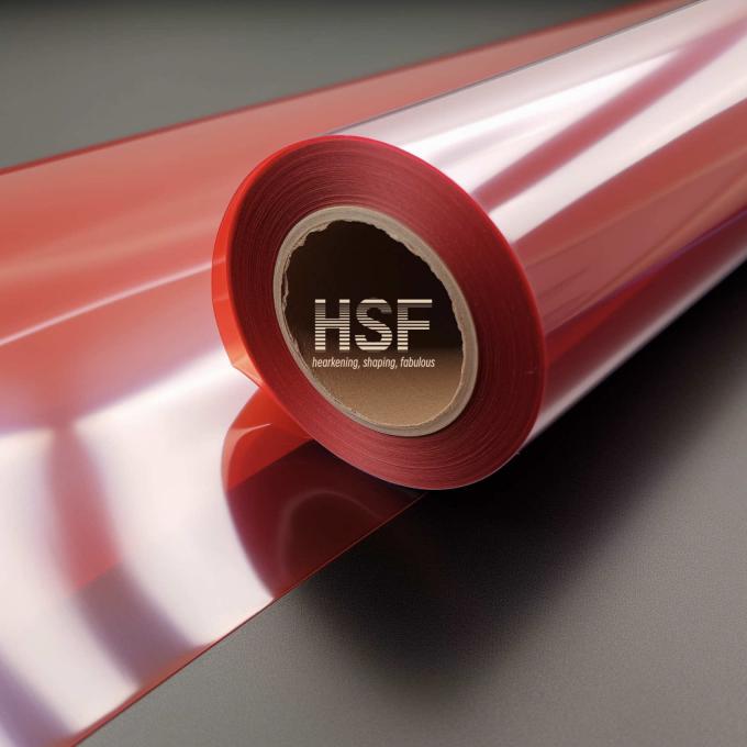 75Î¼m Translucent Red MOPP Release Film sample showing material characteristics