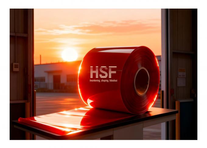 160Î¼m Red CPE Base Film sample showing uniform thickness and vibrant color