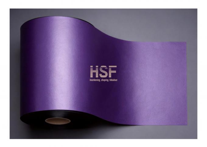 Close-up view of 60Î¼m purple-black dual-color embossed polypropylene film showing texture and color details